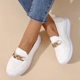 Square Toe Golden Chain Mesh Casual Shoes