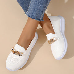 Square Toe Golden Chain Mesh Casual Shoes