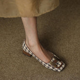 Square Toe Houndstooth Low Heels