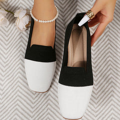 Square Toe Knitted Soft Comfy Flats