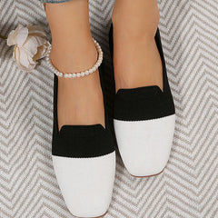 Square Toe Knitted Soft Comfy Flats