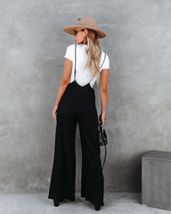 Stand Out Wide Leg Adjustable Overalls - Black