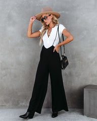 Stand Out Wide Leg Adjustable Overalls - Black