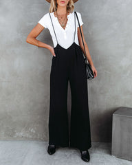 Stand Out Wide Leg Adjustable Overalls - Black