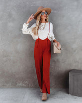 Stand Out Wide Leg Adjustable Overalls - Rust