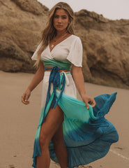 Starboard Shimmer Ombre Wrap Crop Top