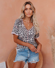 Stitch V-Neck Leopard Tee
