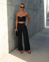 Strike A Pose Pocketed Wide Leg Pants - Black
