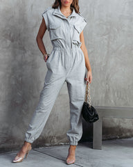 Stronger Than Ever Pocketed Jumpsuit - Heather Grey