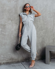 Stronger Than Ever Pocketed Jumpsuit - Heather Grey
