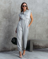 Stronger Than Ever Pocketed Jumpsuit - Heather Grey
