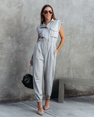 Stronger Than Ever Pocketed Jumpsuit - Heather Grey
