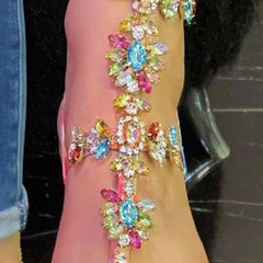 Stylish Crystal Strap Lace-Up Sandals