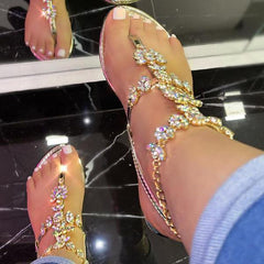 Stylish Crystal Strap Lace-Up Sandals
