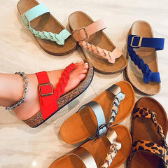Stylish Plaited Toe Loop Flat Sandals