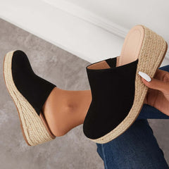 Suisecloths Espadrilles Mule Wedges Platform Slip on Backless Sandals