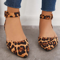 Suisecloths Pointed Toe Ankle Strap Flats Plain Ballet Shoes