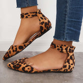 Suisecloths Pointed Toe Ankle Strap Flats Plain Ballet Shoes