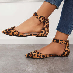Suisecloths Pointed Toe Ankle Strap Flats Plain Ballet Shoes