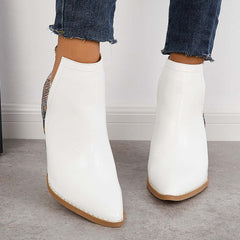 Suisecloths Womens Western Ankle Cowboy Boots Cutout Block Heel Booties