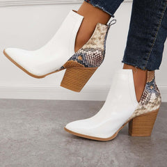 Suisecloths Womens Western Ankle Cowboy Boots Cutout Block Heel Booties