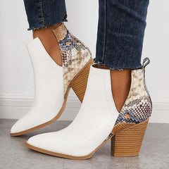 Suisecloths Womens Western Ankle Cowboy Boots Cutout Block Heel Booties