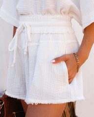 Sumner Cotton Pocketed Frayed Shorts - White
