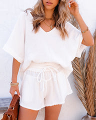 Sumner Cotton Relaxed V-Neck Top - White