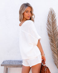 Sumner Cotton Relaxed V-Neck Top - White