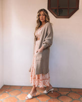 Sunset Breeze Knit Pocketed Open Front Cardigan - Taupe - SALE