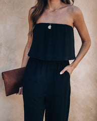 Supreme Strapless Pocketed Jumpsuit - Black