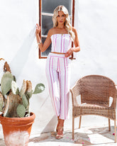 Suzie Cotton Linen Striped High Rise Pants