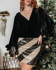 Sweet Surprise Sequin Stripe Mini Skirt - Black/Gold