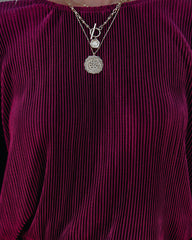 Swift Billowed Plisse Top - Wine