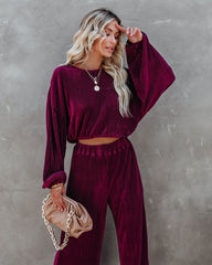 Swift Billowed Plisse Top - Wine