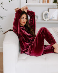 Switch Off Velvet Pocketed Jogger Pants - Rose