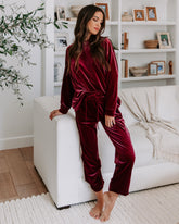 Switch Off Velvet Pocketed Jogger Pants - Rose