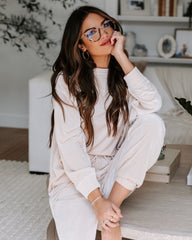 Switch Off Velvet Pullover Sweater - Cream  - SALE