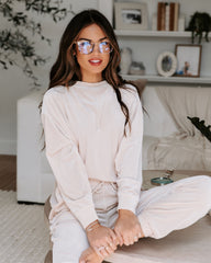 Switch Off Velvet Pullover Sweater - Cream  - SALE