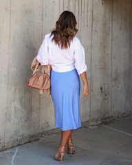 Sylvie Satin Midi Skirt - Dusty Blue