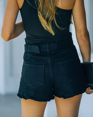 Tagline High Rise Belted Denim Shorts