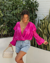 Tailynn Floral Ruffle Bodysuit - Hot Pink