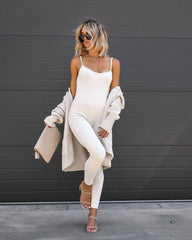 Take It Easy Cotton Jumpsuit - Oatmeal