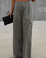 Taking It Back High Waisted Wide Leg Cargo Pants - Olive