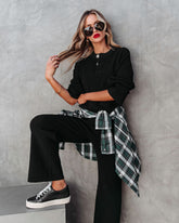 Taking It Easy Henley Long Sleeve Top - Black