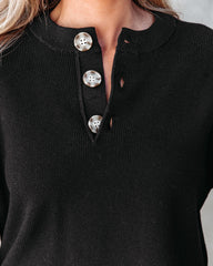 Taking It Easy Henley Long Sleeve Top - Black