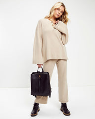 Taking It Easy Henley Long Sleeve Top - Taupe