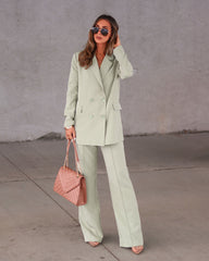 Talk To Me Pocketed Wide Leg Pants - Sage