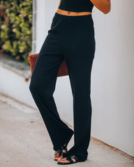 Tamara Ribbed Knit Pants - Black