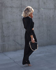 Tamra Pocketed Satin Pants - Black